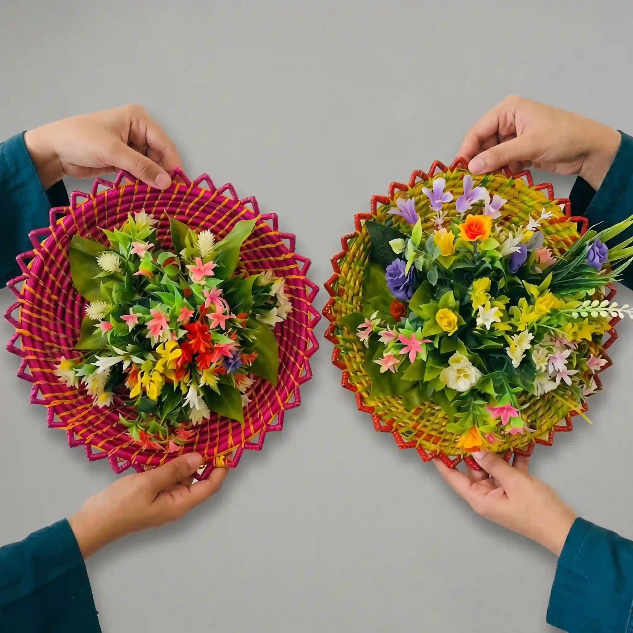 3 - Set Woven Floral Wall Hanging - DecoraPK