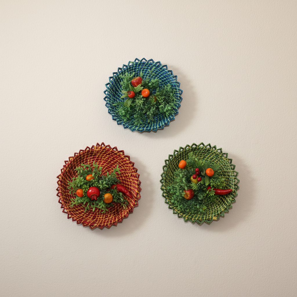 cascading wall decor with decorative pot