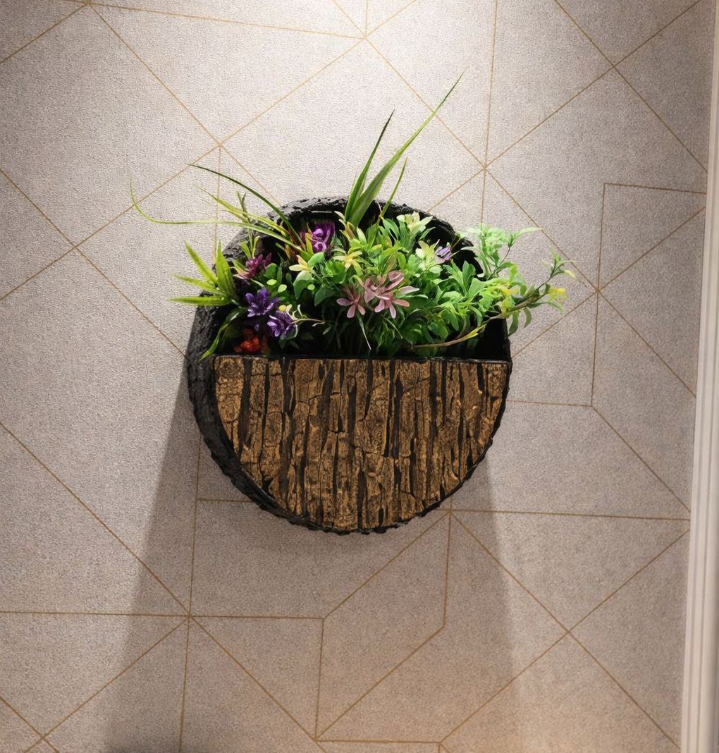 Half-Moon Wooden Wall Hanging Planter-DPKWH14