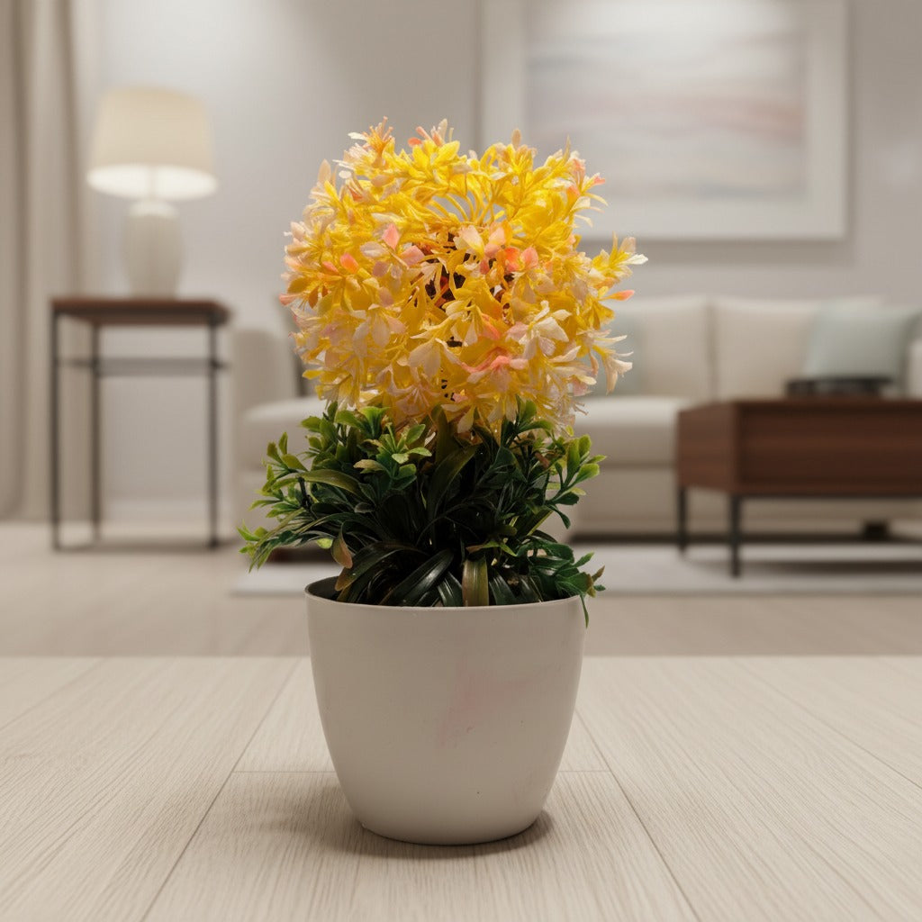 mini artificial yellow topiary flower ball for home decor