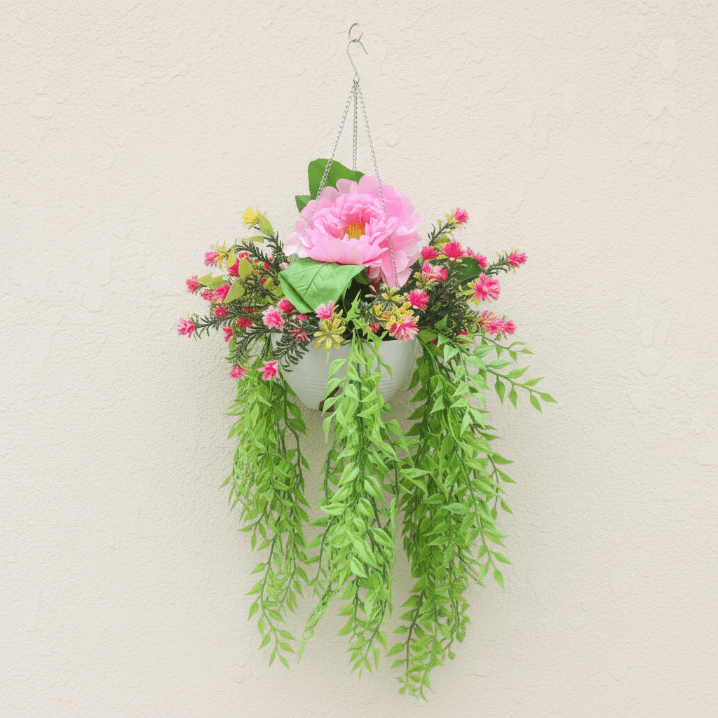 Artificial Hanging Pink Peony Wall Decor for Home & Indoor Spaces