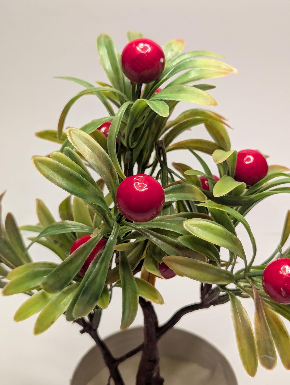 Mini Artificial Red Cherry Bonsai Tree for Home Decor
