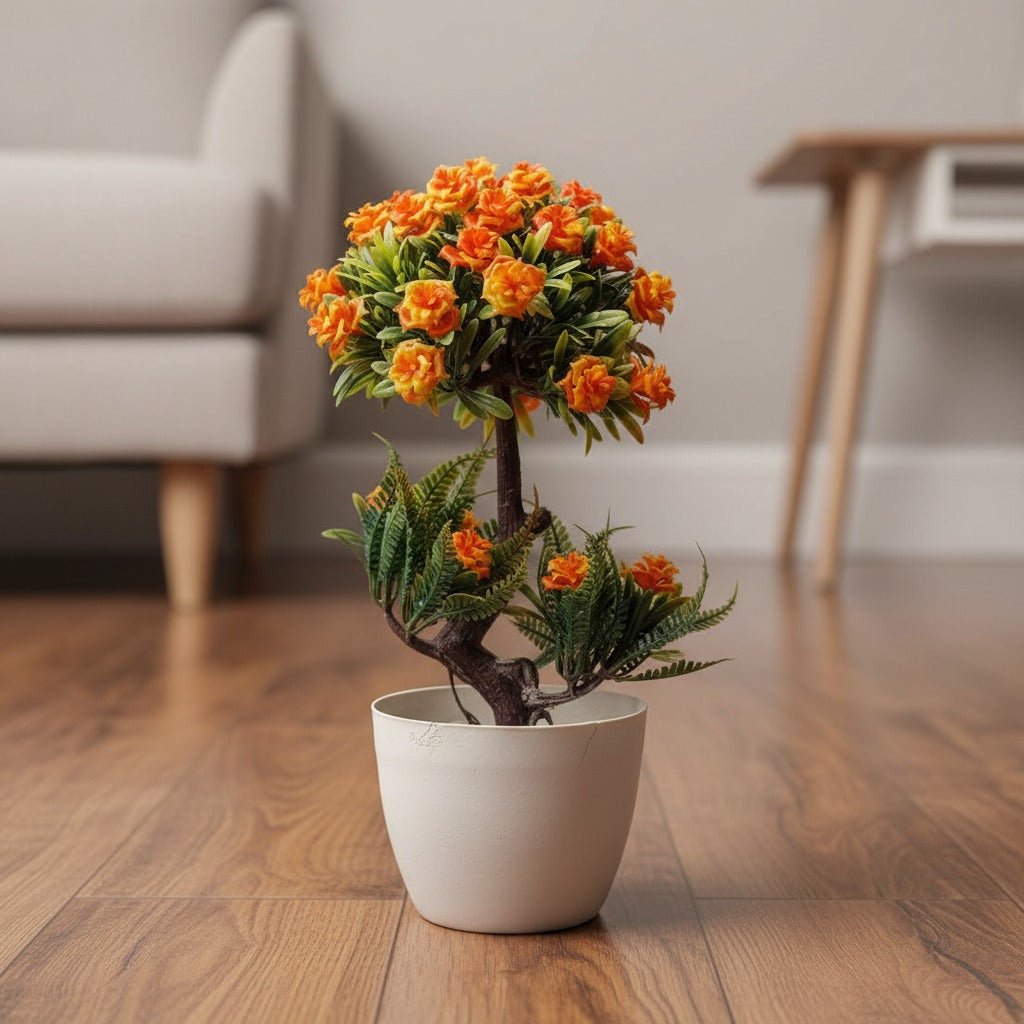 Small Artificial Orange Flower Mini Plant - DPKMP09